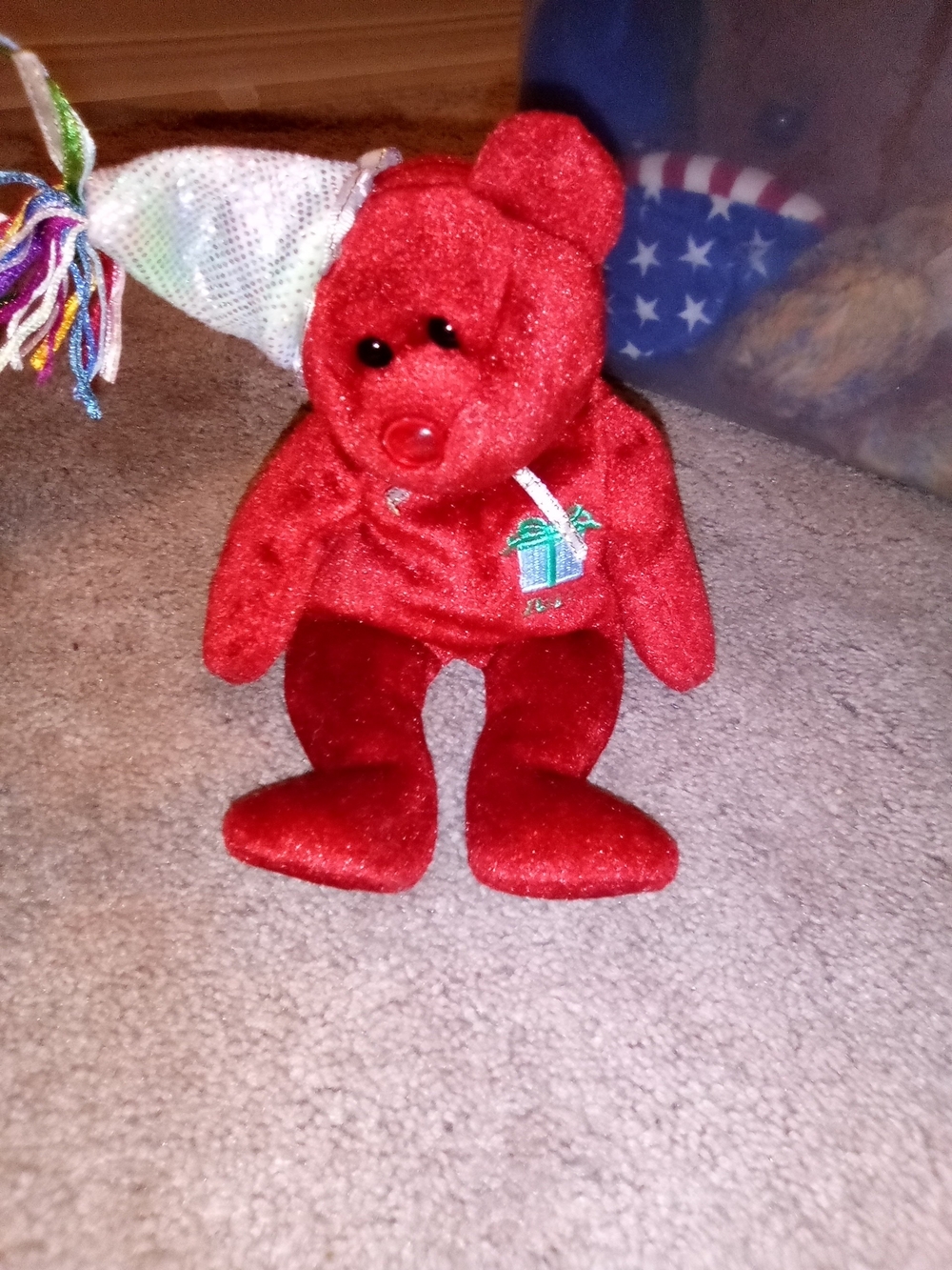 Ty Red Plush Teddy Bear with Gift Embroidery